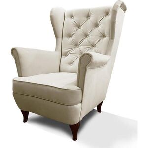 Beautysofa KŘESLO Chesterfield Falco béžové s nohami v barvě wenge obraz