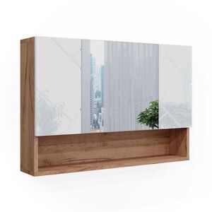 Vicco KOUPELNOVÁ ZRCADLOVÁ SKŘÍŇKA Irma Bílý vysoký lesk/zlatý dub power 80.1 x 55 cm obraz
