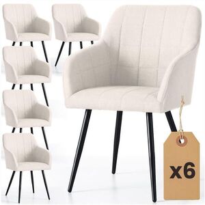 RAUMHIRSCH FURNITURE ČALOUNĚNÁ ŽIDLE, sada 6 ks, kovové nohy, krémová, černá, X 54/82/58 obraz