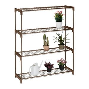 Relaxdays REGÁL Hnědý na květiny kovový 4-patrový 106 cm obraz
