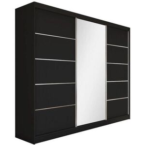 Beautysofa SKŘÍŇ s posuvnými dveřmi Marika 240/216/61 černá se zrcadlem a zásuvkami obraz