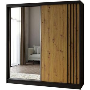 Beautysofa SKŘÍŇ s posuvnými dveřmi Nela 200/216/61 černá se zásuvkami obraz