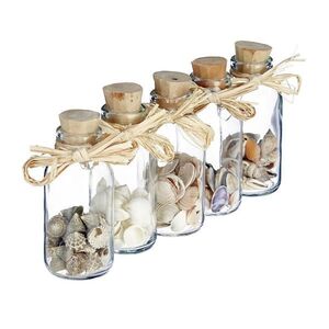 Relaxdays LAHVIČKA Transparentní přírodní 5ks-sada s mušlemi 12x4, 5 cm obraz