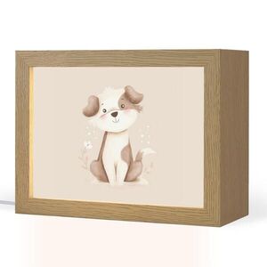 OnlyWow NOČNÍ LAMPIČKA Pes - skvrnitý - hnědý 20x15 cm obraz