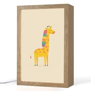OnlyWow NOČNÍ LAMPIČKA Žirafa - Duhová hříva - béžová 20x30 cm obraz