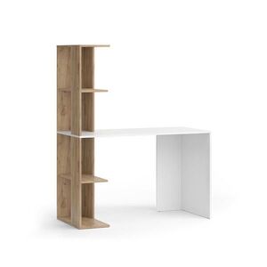 Vicco PSACÍ STŮL Tower Bílá/Sonoma 122.2 x 55.2 cm se 4 přihrádkami obraz