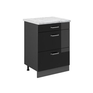Vicco SPODNÍ SKŘÍŇKA KUCHYŇSKÉ LINKY R-Line Černý vysoký lesk 60 cm PD Mramor obraz