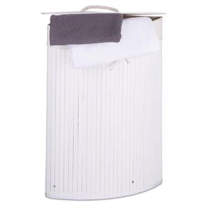 Relaxdays PRÁDELNÍK Bílý bambus skládací s víkem 60 l obraz