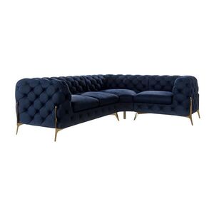 S-Style CHESTERFIELD ROHOVÁ SEDAČKA Lexi v námořnické modré se zlatými nohami - otomán vpravo obraz