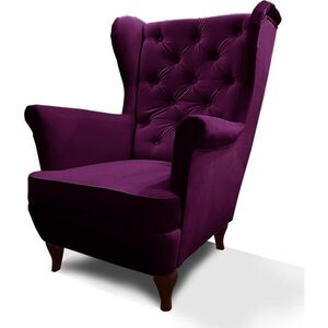 Beautysofa KŘESLO Chesterfield Falco fialové s nohami v barvě wenge obraz
