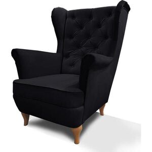 Beautysofa KŘESLO Chesterfield Falco černé s dřevěnými nohami obraz