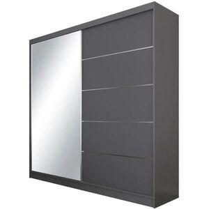 Beautysofa SKŘÍŇ s posuvnými dveřmi Marika 200/216/61 grafit se zrcadlem a zásuvkami obraz