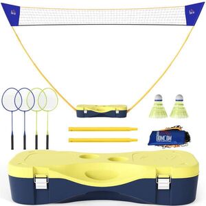 HOMCOM BADMINTONOVÁ SÍŤ, plast, žlutá/modrá, 286L x 33B x 157H cm obraz