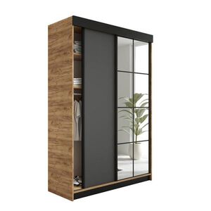 Kier Furniture POSUVNÁ ŠATNÍ SKŘÍŇ LAMARO - 138x205x59 - Dub Craft & Grafitová obraz