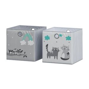 Vicco SKLÁDACÍ BOX Šedá (kočky a ptáci) 30 x 30 cm (motiv koček a ptáků) obraz