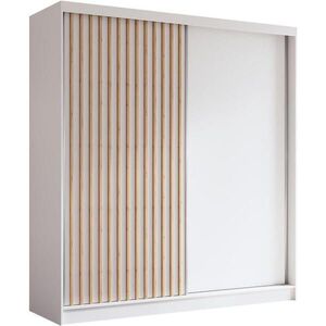 Beautysofa SKŘÍŇ s posuvnými dveřmi Helios 200/216/61 bílá + dub Artisan se zásuvkami obraz