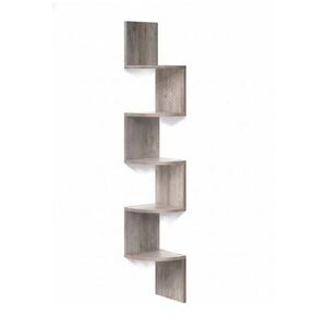 Relaxdays POLICE světle šedá rohová nástěnná 5-patrová MDF 125 cm obraz
