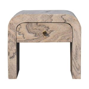 Artisan Furniture NOČNÍ STOLEK Honey Caramel, montáž na zeď, zaoblený, 1 zásuvka, tmavě hnědý obraz