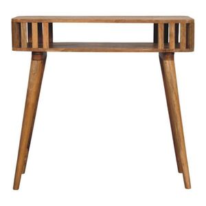Artisan Furniture NOČNÍ STOLEK s povrchovou úpravou Golden Teak, 2 zásuvky, mramorová deska nahoře, hnědý. obraz