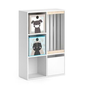 Vicco DĚTSKÁ POLIČKA Luigi Bílá 29.2 x 107.8 cm se 2 skládacími boxy opt.4 obraz
