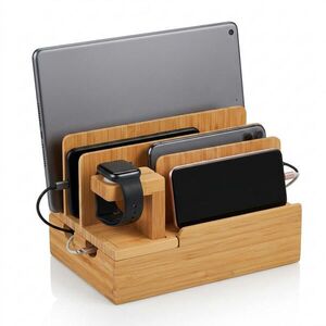 Relaxdays STANICE přírodní bambus pro telefon tablet chytré hodinky obraz