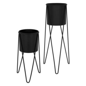 ML-DESIGN VÁZAČE NA KVĚTINY, sada 2 ks, černé, 27 x 27 x 48, 5 cm / 35, 5 x 34 x 75 cm, z oceli obraz
