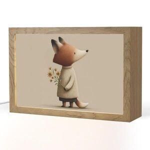OnlyWow NOČNÍ LAMPIČKA Liška - Žluté květy - Minimalistický 30x20 cm obraz