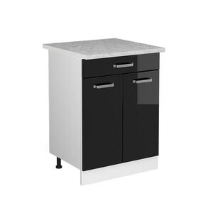 Vicco SPODNÍ SKŘÍŇKA KUCHYŇSKÉ LINKY R-Line Černý vysoký lesk 60 cm se zásuvkou a pracovní deskou obraz