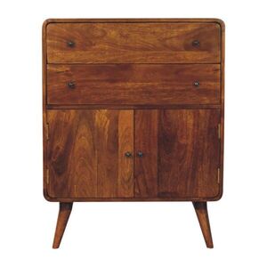 Artisan Furniture LAVIČKA Bouclé buvolí kůže černá, design s pásky, hnědá obraz