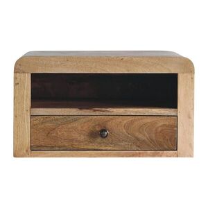 Artisan Furniture LAVIČKA s povrchem sametové mokka, 1 otevřená police, potah z pravé kůže, tmavě hnědá obraz