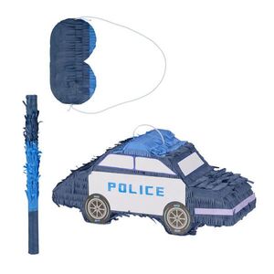 Relaxdays PINATA Modrá policejní auto 3dílná-sada obraz