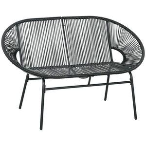 Outsunny POLYRATTAN Lavice 2místná Ratanová lavice Zahradní lavice, na terasu, balkon, ocel obraz
