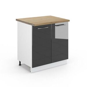Vicco SPODNÍ SKŘÍŇKA KUCHYŇSKÉ LINKY Fame-Line, Antracitový vysoký lesk/Bílá, 80 cm pracovná doska Dub Goldkraft obraz