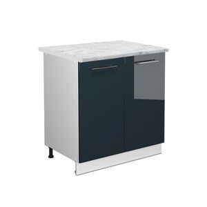 Vicco SPODNÍ SKŘÍŇKA KUCHYŇSKÉ LINKY Fame-Line, Tmavě modrá s vysokým leskem/Bílá, 80 cm pracovná doska Mramor obraz
