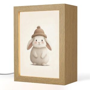 OnlyWow NOČNÍ LAMPIČKA Králík - Klobouk - Uši - béžový 15x20 cm obraz