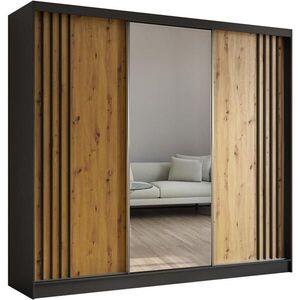 Beautysofa SKŘÍŇ s posuvnými dveřmi Nela 240/216/61 černá se zásuvkami obraz