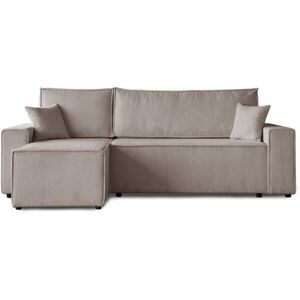 Beautysofa ROHOVÁ ROZKLÁDACÍ POHOVKA Hektor, s funkcí spaní, 247 cm, otoman 70 cm, cappuccino obraz