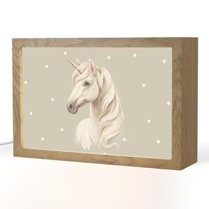 OnlyWow NOČNÍ LAMPIČKA Jednorožec - bílý - tečky 30x20 cm obraz