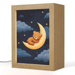 OnlyWow NOČNÍ LAMPIČKA Medvídek - Měsíc - Mraky - Hvězdy 15x20 cm obraz