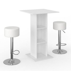 Vicco STOJACÍ BAROVÝ STŮL SE ŽIDLEMI Rodeo Bílá 70 x 70 cm se 2 barovými stoličkami obraz