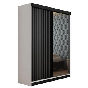 Kier Furniture POSUVNÁ ŠATNÍ SKŘÍŇ MALANI - Bílá & Grafitová 138x205x59 cm obraz