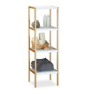 Relaxdays REGÁL Hnědá Bílá bambus 4 police 110x33x34 cm obraz
