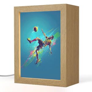 OnlyWow NOČNÍ LAMPIČKA Fotbalista - Stříkající barva - Barevné - Míč 15x20 cm obraz
