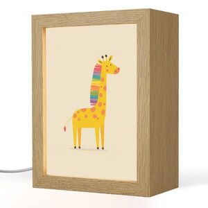 OnlyWow NOČNÍ LAMPIČKA Žirafa - Duhová hříva - béžová 15x20 cm obraz