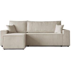 Beautysofa ROHOVÁ ROZKLÁDACÍ POHOVKA Hektor, s funkcí spaní, 247 cm, otoman 70 cm, béžová obraz