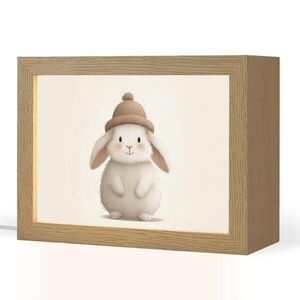 OnlyWow NOČNÍ LAMPIČKA Králík - Klobouk - Uši - béžový 20x15 cm obraz