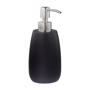 Relaxdays DÁVKOVAČ MÝDLA Černý polyresin 300 ml nerezová pumpička obraz