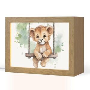OnlyWow NOČNÍ LAMPIČKA Lev - Zvíře - Děti - Džungle 20x15 cm obraz