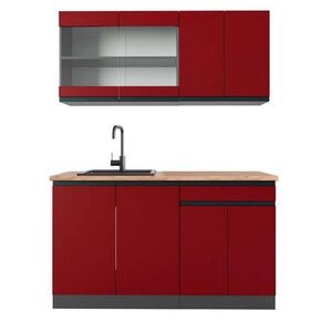 Vicco JEDNOTKOVÁ KUCHYNĚ R-Line Červená 140 cm , PD Dub obraz