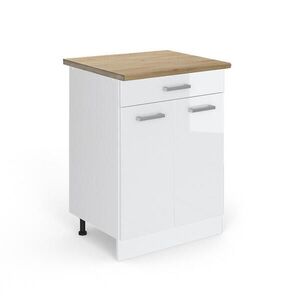 Vicco SPODNÍ SKŘÍŇKA KUCHYŇSKÉ LINKY R-Line Bílá vysoký lesk 60 cm se zásuvkou, PD Dub obraz